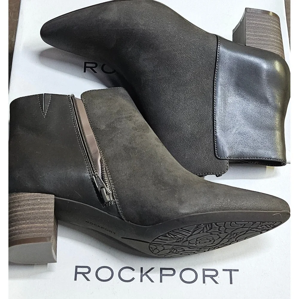 Rockport Chilmark 2 Part Leather Suede‎ Ankle Boots CH0211 Womens 8W Olive
